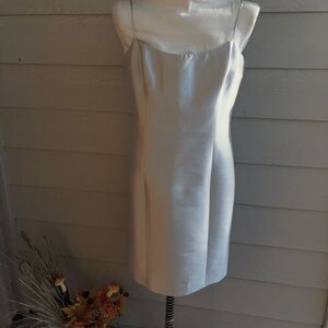 Teri Jon spaghetti  Strap Cream Dress